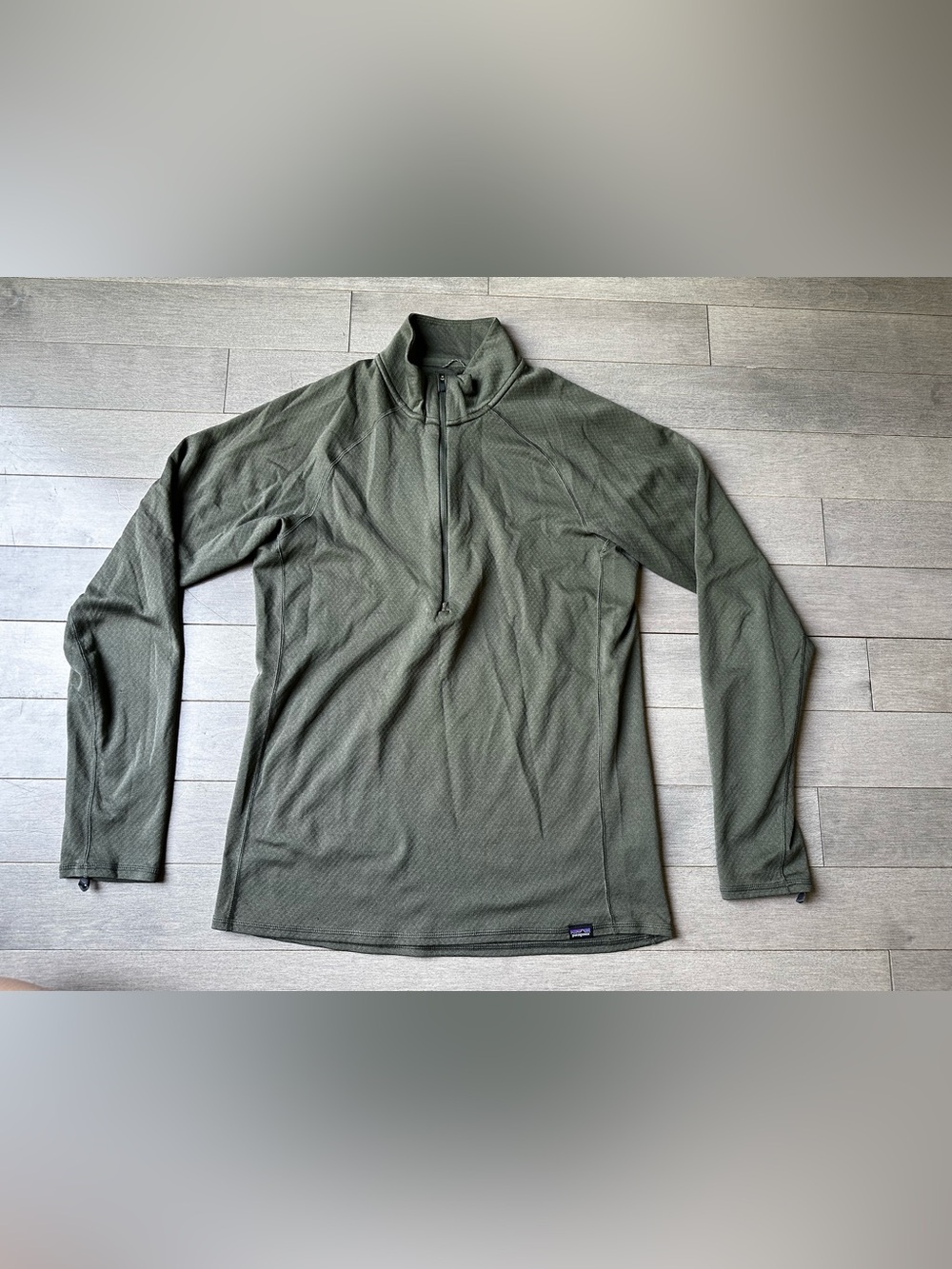 Men’s Patagonia Capilene Mid weight Green 1/4 Zip Pullover Base Layer Med